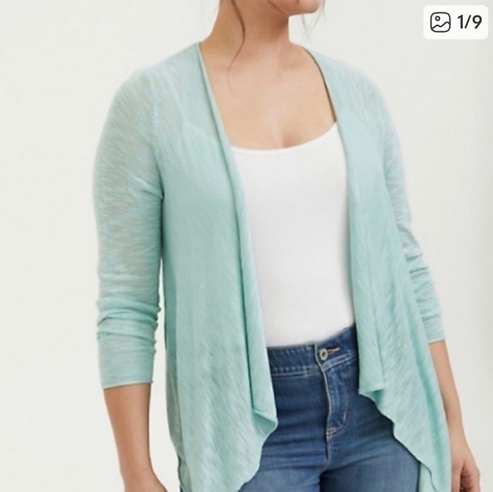 Torrid 1x Long Sleeve Draped Front Open Knit Cardigan Lightweight Casual